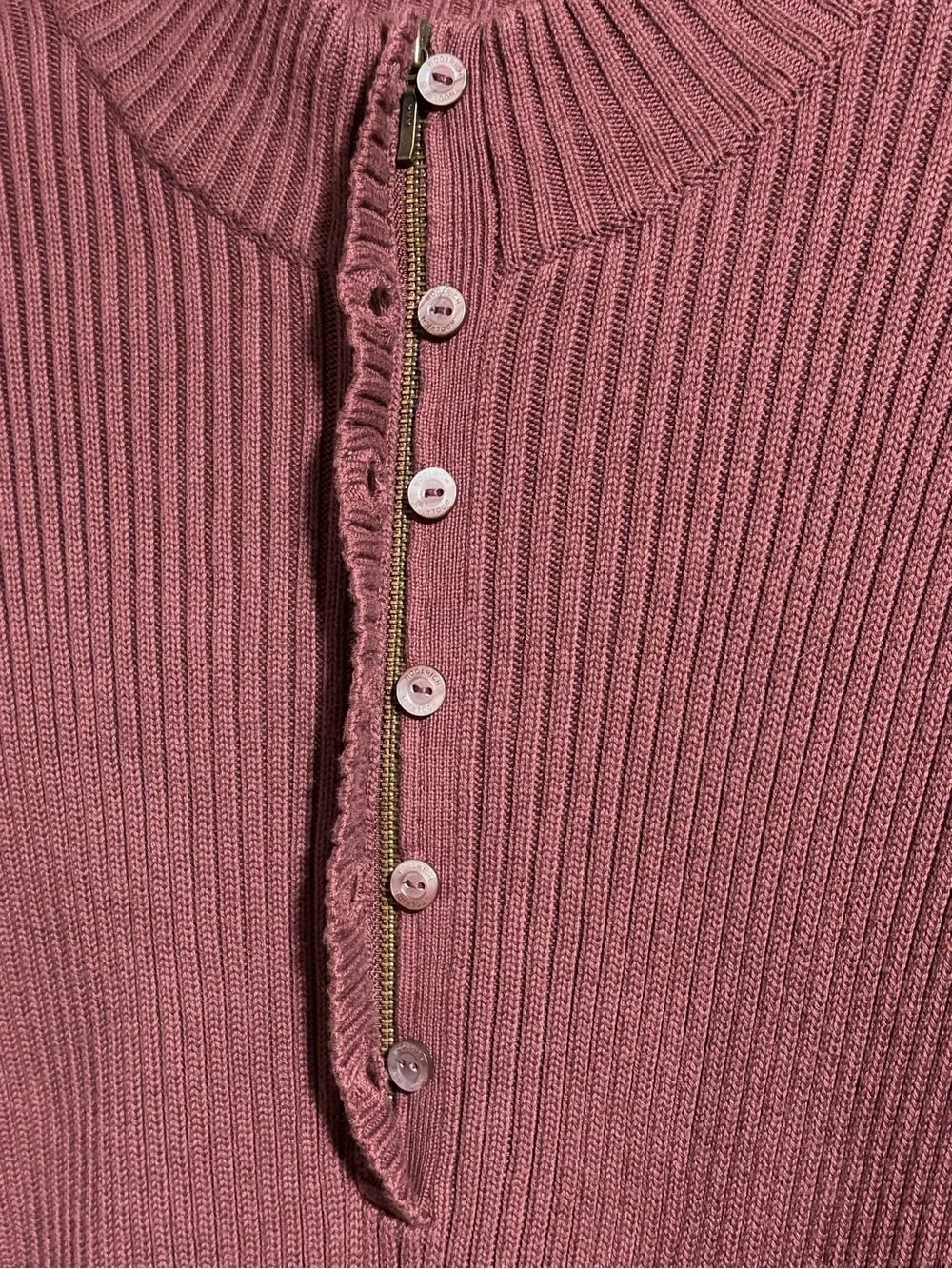 Woolrich Heritage Ribbed Henley Sweater - Button & Zip Mock Neck - Hazelberry - Picture 5 of 7